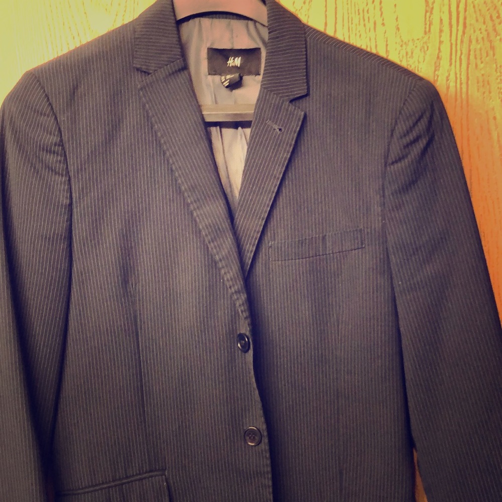Navy pin stripe sport coat